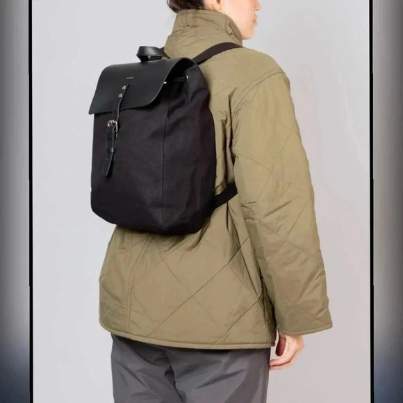 Sandqvist Alva Black with Black Leather BACKPACK - Picture 2 of 9